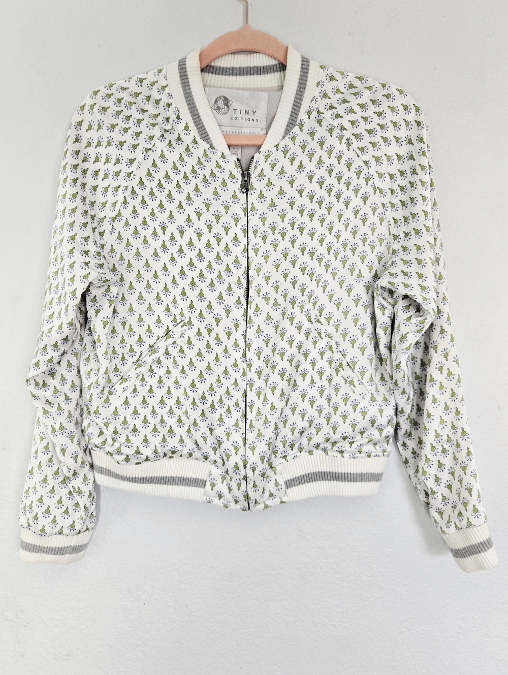 Anthropologie TINY Editions Floral Embroidered Satin Bomber Jacket Small - Picture 2 of 13